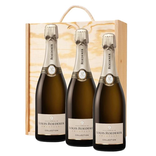 Louis Roederer Collection 245 Champagne 75cl Treble Pine Wooden Gift Boxed (3 x 75cl)